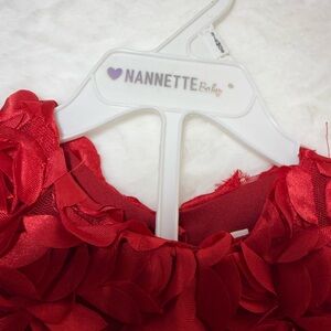 Nannette Baby Red Floral Dress Set Girls 3-6 Months 2pc